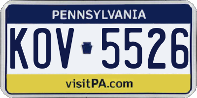 PA license plate KOV5526