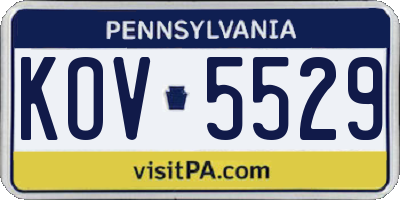 PA license plate KOV5529