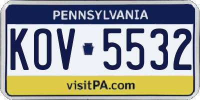 PA license plate KOV5532