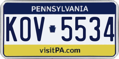 PA license plate KOV5534