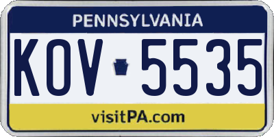 PA license plate KOV5535