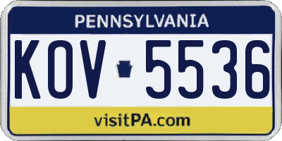 PA license plate KOV5536
