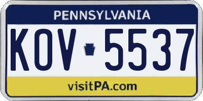 PA license plate KOV5537