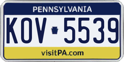 PA license plate KOV5539