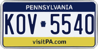 PA license plate KOV5540