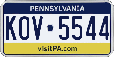 PA license plate KOV5544