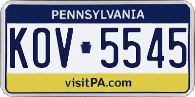 PA license plate KOV5545