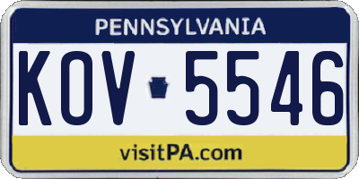 PA license plate KOV5546