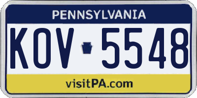 PA license plate KOV5548