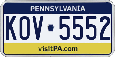 PA license plate KOV5552