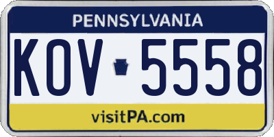 PA license plate KOV5558