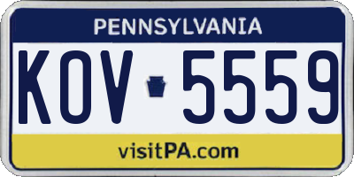 PA license plate KOV5559