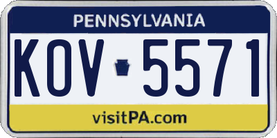 PA license plate KOV5571