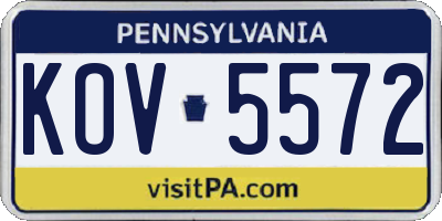 PA license plate KOV5572