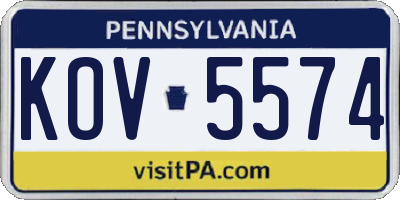 PA license plate KOV5574