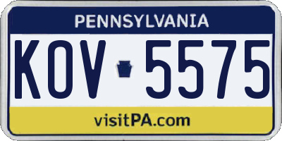 PA license plate KOV5575