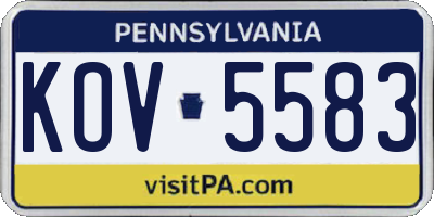 PA license plate KOV5583