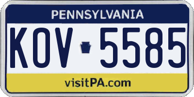 PA license plate KOV5585