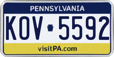 PA license plate KOV5592