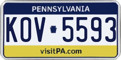 PA license plate KOV5593