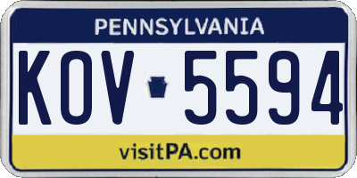 PA license plate KOV5594