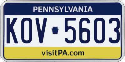 PA license plate KOV5603