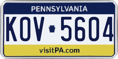 PA license plate KOV5604