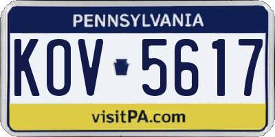 PA license plate KOV5617