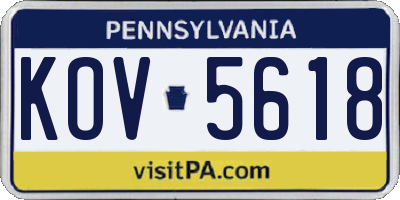 PA license plate KOV5618