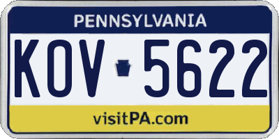 PA license plate KOV5622