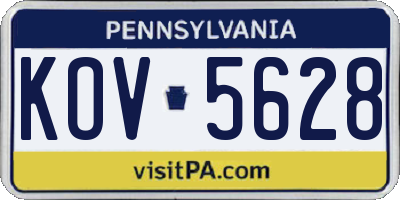 PA license plate KOV5628