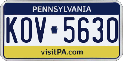 PA license plate KOV5630