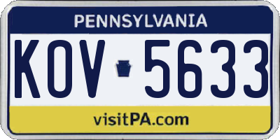 PA license plate KOV5633