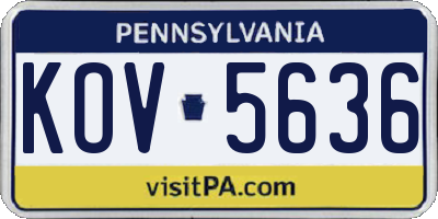 PA license plate KOV5636