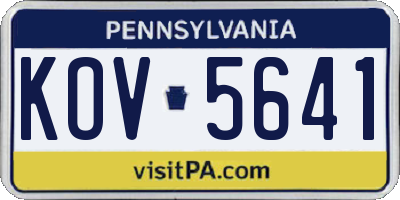 PA license plate KOV5641
