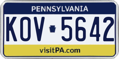 PA license plate KOV5642