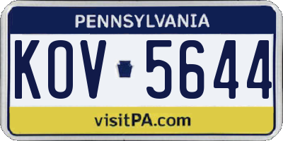 PA license plate KOV5644