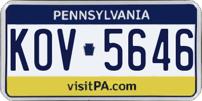PA license plate KOV5646