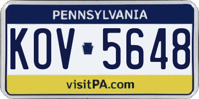 PA license plate KOV5648