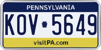 PA license plate KOV5649