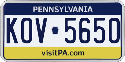 PA license plate KOV5650
