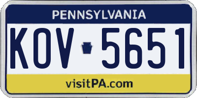 PA license plate KOV5651