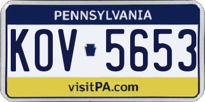 PA license plate KOV5653