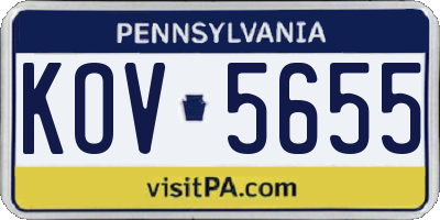 PA license plate KOV5655