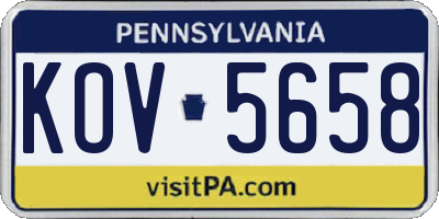 PA license plate KOV5658