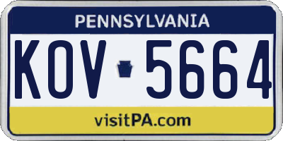 PA license plate KOV5664