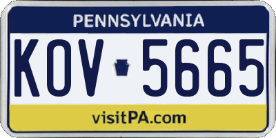 PA license plate KOV5665