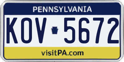 PA license plate KOV5672