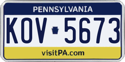 PA license plate KOV5673