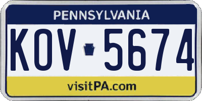PA license plate KOV5674